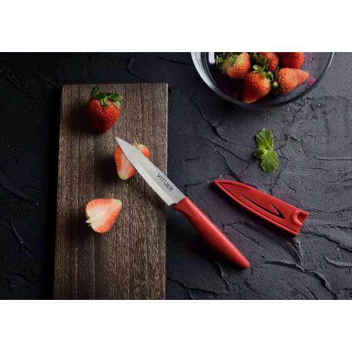 Paring knife, 4PCS Paring knives (4 Knives and 4 Knife cover), 4 Inch Peeling Knife, Fruit and Vegetable Knife, Ultra Sharp Kitchen Knives, German Steel, PP Plastic Handle