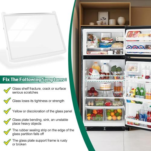 Upgraded AHT73514301 Refrigerator Tempered Glass Shelf Assembly Replacement Compatible with LG Refrigerator Parts Replace AP5676688 PS7788910 EAP7788910 Kenmore Refrigerator Glass Shelf
