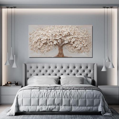 Canvas Wall Art Decor Prints Modern Botanical Wall Art Pictures for Living Room Canvas Art Wall Decor Tree of Life Wall Art Decor White Flower Wall Art Prints Artwork for Walls Bedroom Office Decor 20 X 40
