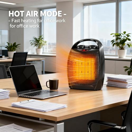 Garvee Portable Electric Space Heater - 1500W/750W Thermostat, 2-in-1 Fast Heating Ceramic Desk Heater & Fan, Safe Quiet <45 dB for Office, Room, Under Desk Use, Tip-Over Overheat Protection, Black