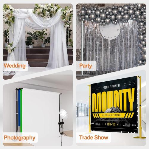 Heavy Duty Backdrop Stand 8.9x10ft, Double Crossbar Pipe and Drape Backdrop Stand Kit, Adjustable Metal Frame, Background Stand for Wedding Photography Birthday Party Decorations