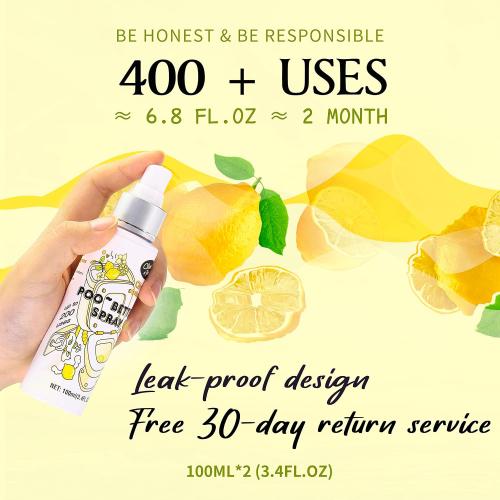 Clean-n-Fresh Toilet Spray, 6.8 Fl.oz Poo Spray | Up to 400  Uses, 100% Natural Plant Essential Oil Citrus Scent, Bathroom Deodorizer