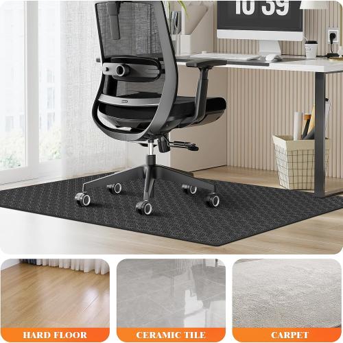 KMAT Office Chair Mat, 36x48in Heavy Duty Hardwood/Tile Floor Protector, Floor Mat Computer Desk Mat for Rolling Chairs, Work, Study, Office, Black