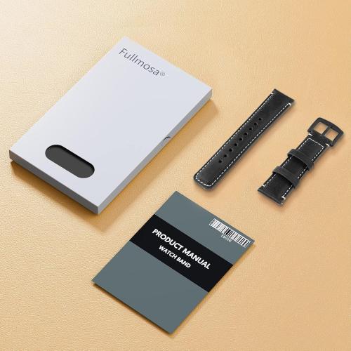 Fullmosa Leather Watch Bands for Men, 22mm 20mm 18mm Quick Release Watch Bands Strap - Burnished Band Vintage Wristband with Stainless Steel Metal Clasp