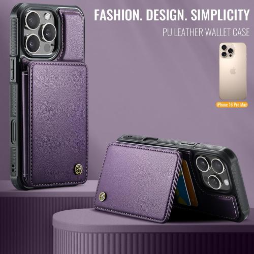 Vinich for iPhone 16 Pro Max Wallet Case with Card Holder, RFID Blocking Credit Slots Kickstand Shockproof Phone Cover Fit for iPhone 16 Pro Max 6.9 Purple