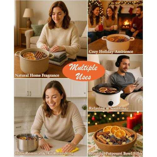 Simmer Pot Potpourri, Tis The Season Stovetop Potpourri with Dried Orange Slices, Star Anise and Clove, Simmering Potpourris for Home Fragrance, Odor Removal, Holiday, Relaxing, Housewarming Gift