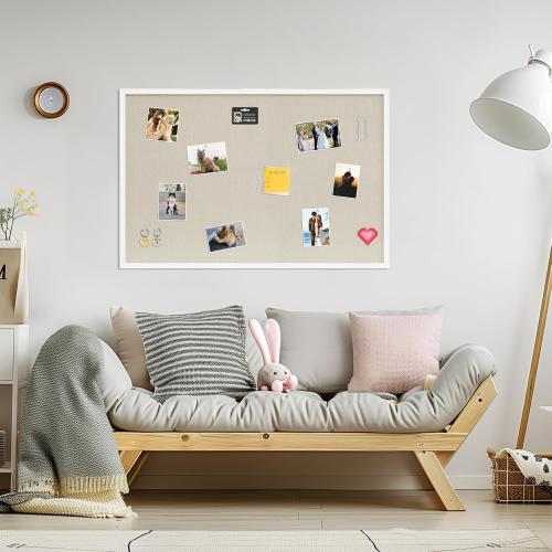 Cork Board with Linen White 2Pack,Bulletin Board 36x24 Hanging Corkboards for Office Home School Message Board or Vision Board Decoration.