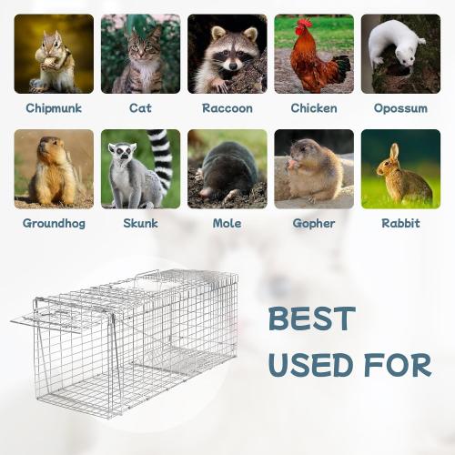 Animal Trap 32x10x12 Cage Trap, Heavy Duty Folding Raccoon Traps, Humane Cat Trap for Stray Cats,Rabbits,Squirrels,Outdoor Small Animal Trap,Humane Catch & Release