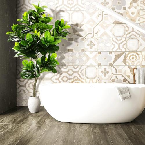 6ft Full Artificial Fiddle Leaf Fig Tree (72in) with Plastic Nursery Pot Faux Tree, Ficus Lyrata Fake Plant for Office House Farmhouse Living Room Home Decor (Indoor/Outdoor)