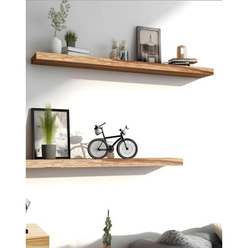 36 Black Wood Floating Shelves for Wall, Wooden Wall Shelves for Bedroom, Wall Mounted Shelves for Living Room, Set of 4 36 Inch