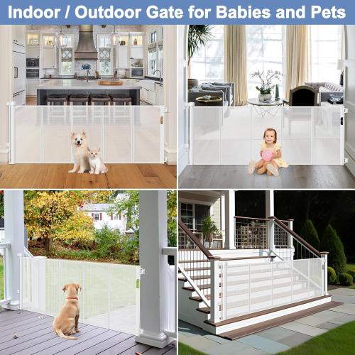 Reinforced Retractable Baby Gates with Support Rod 60 Wide Retractable Baby Gate for Stairs Retractable Dog Gate Outdoor Retractable Gate Outdoor Prevent Babies and Pets from Squeezing Under The Gate
