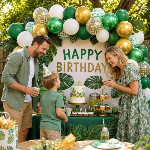 Green Gold Balloons 60PCS Metallic Gold Green for Safari Jungle Baby Shower