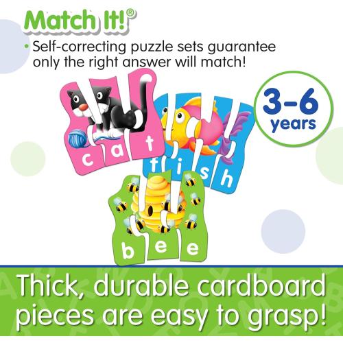 The Learning Journey - Match It! Spelling Jr. - 15 Piece Self-Correcting Spelling Puzzle for Three and Four Letter Words with Matching Images - Word Puzzles for Kids Ages 3-5 - Award Winning Toys