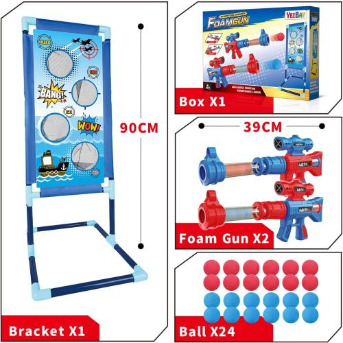 YEEBAY Shooting Game Toy for Age 6, 7, 8,9,10  Years Old Kids, Boys - 2pk Air Guns & Shooting Target & 24 Foam Balls - Ideal Gift - Compatible with Toy Guns