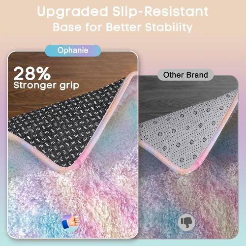 Ophanie Rainbow Rug for Bedroom Girls, Unicorn Colorful Fluffy Soft Cute Fuzzy Area Rugs, Shag Plush Shaggy Bedside Floor 4x6 Furry Carpet for Kids Baby Teen Dorm Nursery Home Decor Aesthetic