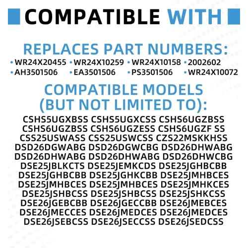 WR24X20455 Freezer Door Gasket Compatible with GE Replaces WR24X10259 WR24X10158 WR24X10072 WR24X25780 3032874 AP5796164 PS8758486 EAP8758486
