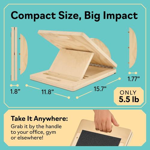 Slant Board with 6 Incline Angles - Transforms Into a Balance Board - Premium Calf Stretcher and Wobble Board for Effective Calf Stretching and Squats
