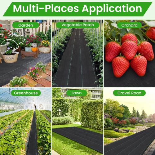 Weed Barrier Fabric, 6x300ft Landscape Fabric, 3.2oz Heavy Duty Durable Woven Geotextile Fabric, High Permeability Ground Cover Mat, Driveway Fabric, Garden Weed Control Cloth with 20 U-Securing Pegs