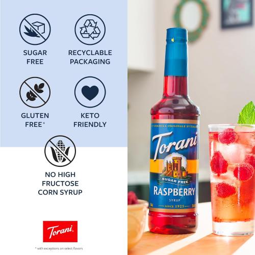 Torani Sugar Free Syrup, Vanilla, 12.7 FL. OZ. Ounce 375 ML PET BOTTLES (Pack of 4)