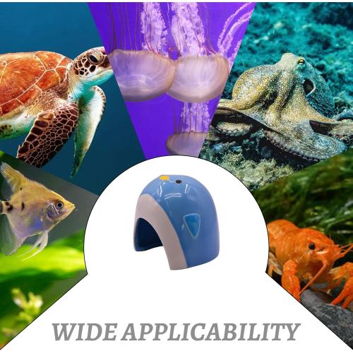 AnRui Ceramic Aquarium Decorations Cute Penguin Fish Tank Hideout Cave Aquarium Accessories Decor Ornaments for Cichlid, Small Fish, Shrimp to Play Hide Breed Habitat, Blue