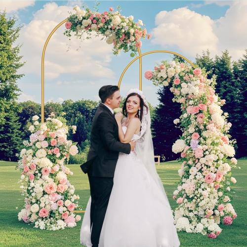 Metal Arch Backdrop Stand 7.2FT 6FT Wedding Arch Backdrop Stand Set of 2 Gold Arch Backdrop Stand for Valentines Day Party Wedding Ceremony Baby Shower Birthday Floral Balloon Decration