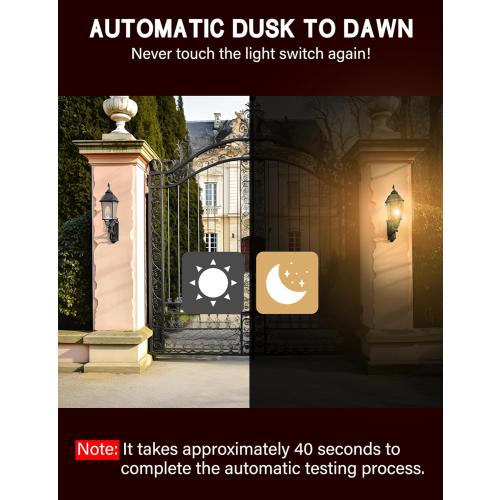 UNILAMP Dusk to Dawn Light Bulbs, Outdoor Candelabra Light Bulbs, 5W Equivalent 40W, 2700K Soft White, 500LM, Edison Vintage Filament E12 Base, Photocell Sensor for Sconces Porch Patio Garage, 6 Pack