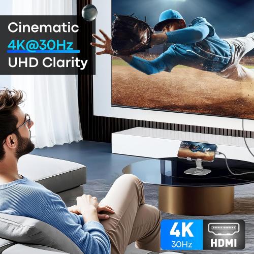 UANTIN USB C to HDMI Cable 6Ft for Home Office 4K High-Speed | USBC to HDMI Braided Cord [Thunderbolt 3/4/5 Compatible] with MacBook Neo, Galaxy S9 to S25, iPhone 17 Pro/Max, iPad, Surface