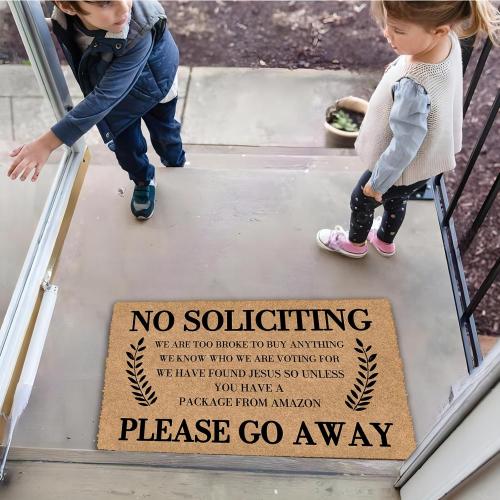 No Soliciting Please Go Away 30x18 Keep Dirt Out with Rubber Door Mat Outdoors Outdoor Doormats for Front Door Winter Door Mat Outdoor Non Skid Rug