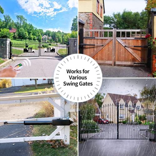 TOPENS PW802 Automatic Gate Opener for Heavy Duty Dual Swing Gates Up to 18ft per Arm, Dual Swing Gate Operator AC Powered with Remote Control Kit Gate Motor Solar Compatible