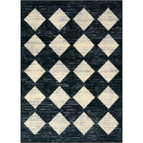 Lahome Moroccan Trellis Area Rug - 5x7 Black Washable Large Rugs for Bedroom Living Room Mat, Checkered Soft Non Slip Stain Resistance Indoor Accent Carpet for Dining Room Coffee Table