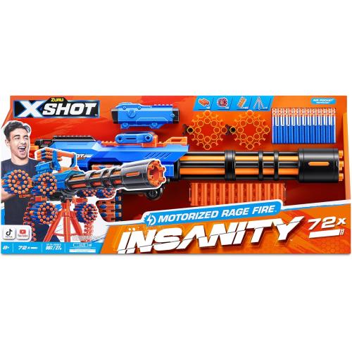 Zuru XSHOT Insanity Motorised Gatling Blaster with Tripod Stand Includes 72 Darts, AZT36605