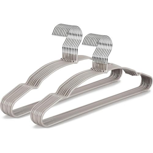 TOPIA HANGER Metal Hangers 20 Pack, Non Slip Clothes Hangers Space Saving, Heavy Duty Rubber Coated Wire Hanger for Coat, Shirt, Dress, Pants-Grey, CT12G