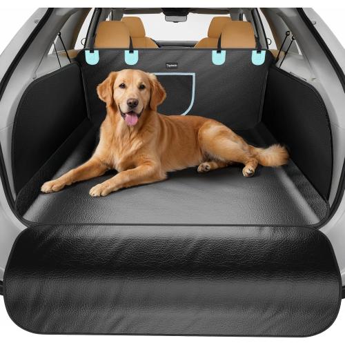SUV Cargo Liner for Dogs with PU Leather, Waterproof Pet Trunk Cover with Taller Side Panels, Dog Seat Mat for SUVs Vans with Bumper Flap Protector, Non-Slip, Large Size Universal Fit, Black