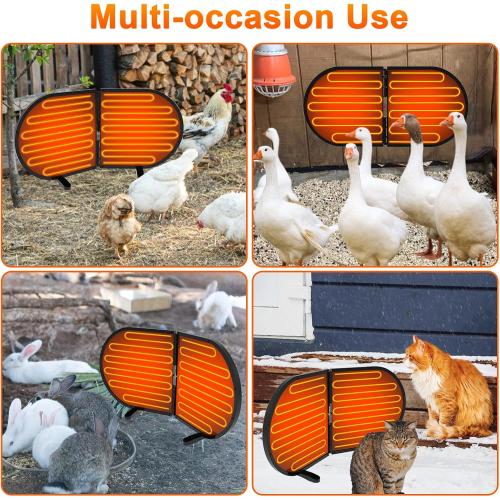 Chicken Coop Heater for Winter, Foldable Flat-Panel Radiant Heater for Chicken Coop with Timer & Temp Adjustable, Smart Large Chick Heaters with 2 Heating Plates for Chick Kitten Pet Animal.