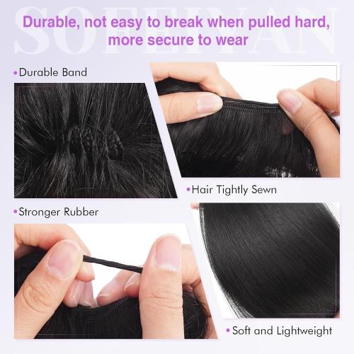SOFEIYAN Human Hair Bun 100% Real Human Hair 16g Messy Bun Natural Tousled Stretchy Fluffy Donut Updo Elegant Chignon with Elastic Rubber Band Fake Bun Hair Piece for Women - Medium Brown