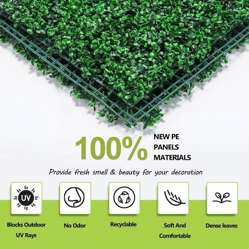 AOKIE 20X20 Artificial Grass Wall, 24Pcs Boxwood Hedge Wall Panels UV-Anti Grass Backdrop Wall Decor, Greenery Privacy Hedge Screen for Indoor Outdoor Patio Balcony, Party Garden Fence Decor