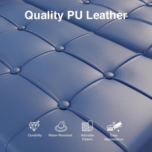 Color Blue Square Leather Ottoman with Storage, Faux Leather Coffee Table with Lift Top,Large Upholstered Footrest Stool Toy Box Storage Bench for Bedroom Living Room, Blue