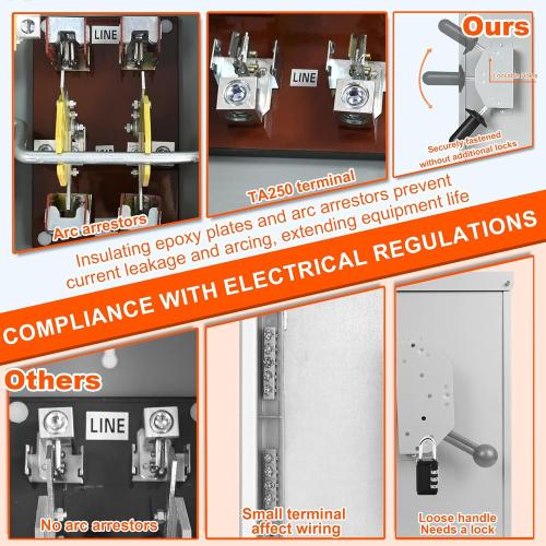 200 Amp Generator Transfer Switch, 120/240V 48000W Manual Transfer Switch for Home Generator, with Neutral Terminal, for Outdoor and Indoor, Multiple Security Protections (200A-2P)
