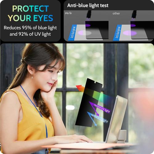 Magnetic Laptop Privacy Screen 14 inch for 16:10 Computer Monitor, 14 Removable Anti Glare Protector Blue Light Filter Shield Compatible with Lenovo Hp Dell Acer Asus Thinkpad Envy Xps