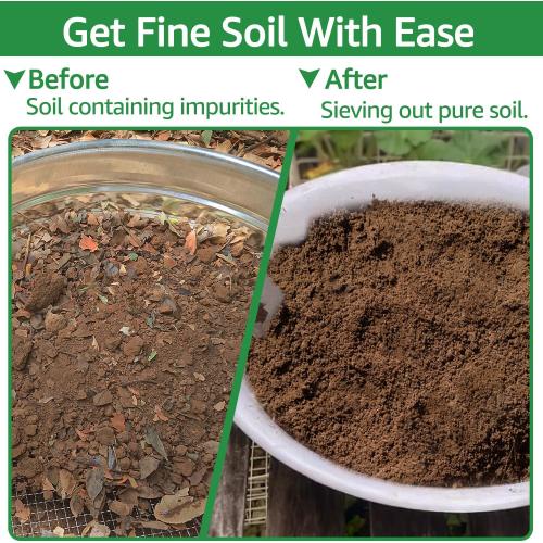 19'' Extra Large Soil Sifter with Handles, Compost Sifter for Gardening, Dirt Sifter,Rock Sifter,Garden Sieve for Compost Dirt Rocks Pellet Gravel Sand Leaves,Garden Tool 19 x19x4.3 with 1/4 Mesh