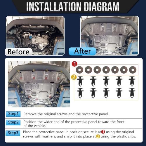Front Engine Splash Shield Fit for 2018-2023 Hyundai Kona Engine Case Guards Suitable for Hyundai Kona Under Engine Cover Mud Flaps Directly Replace Original