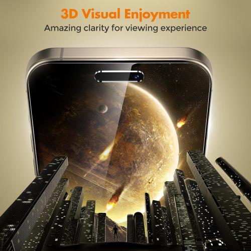 UNBREAKcable Privacy Screen Protector for iPhone 15 Pro, Anti-Spy Shatterproof Tempered Glass [True 28°Anti Spy] [9H Hardness] [Easy Installation Frame] Black Protector for Apple iPhone 6.1 - 2 Pack