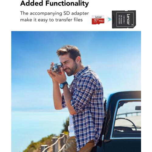 Lexar E-Series 512GB Micro SD Card, microSDXC UHS-I Flash Memory Card with Adapter, 100MB/s, C10, U3, A1, V30, Full HD, 4K UHD, High Speed TF Card