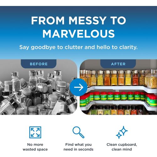 Spicy Shelf 3.0 - Expandable 2 Tiered Spice Rack Organizer for Cabinet & Pantry - Kitchen Seasoning Organizer - Cabinet Spice Racks for Inside Cabinets (Spicy Shelf Premium) - Home Organization