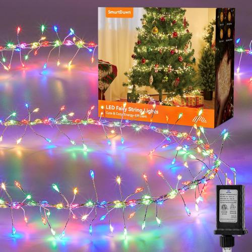 Flowing Fairy Lights Plug in with 14 Modes, 10FT 388LED Twinkle String Lights Indoor, Christmas Tree Lights Indoor Waterproof for Bedroom Christmas Home Room Decor, Multicolor