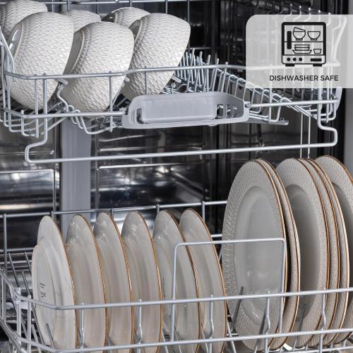 GBHOME Ceramic Dinnerware Sets,18 pcs Embossed Elegant Stoneware Plates and Bowls Sets, Housewarming Wedding Gift | Dishwasher & Microwave Safe | Dishes Set Service for 6