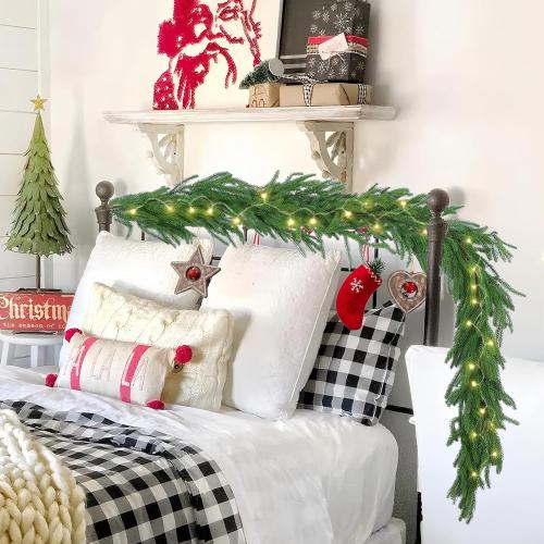 Hananona 4 Pcs 6 Ft Artificial Norfolk Pine Garlands, Real Touch Winter Pine Garland, Green Artificial Greenery Garland for Table, Mantle, Wall, Indoor, Outdoor Christmas Decorations (4, 6 FT)