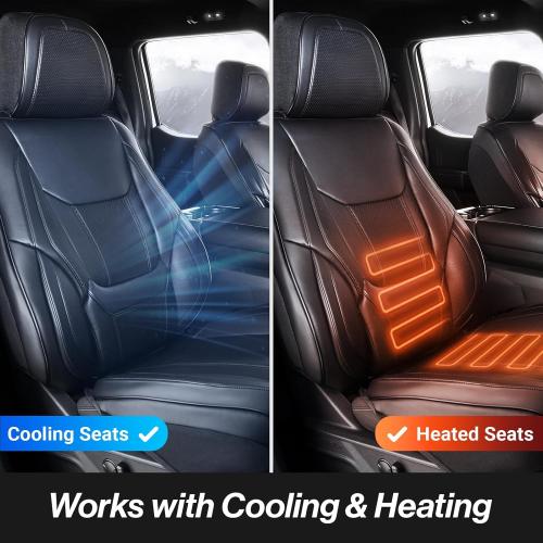 Coverland Custom Truck Car Seat Covers Front Seats for [2019-2026 RAM 2500, 3500 Crew Cab Front Bucket Seats Rear Whole Bench Seat] - Protector Water Resistant Leather Seat Cushion [Front-Black]