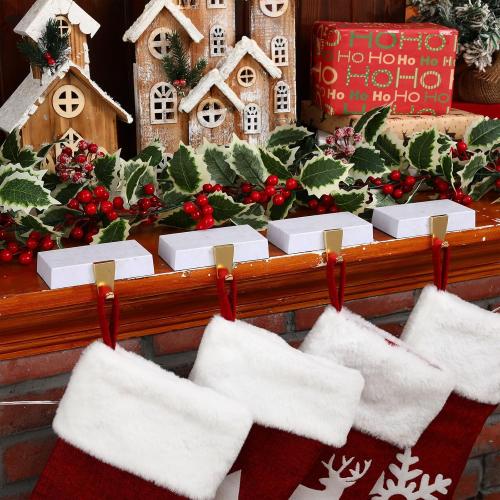 Zhengmy 6 Pcs Christmas Stocking Holders for Mantel Metal Hanging Hooks Stocking Hangers for Fireplace Xmas Party Decoration(Marble Color)