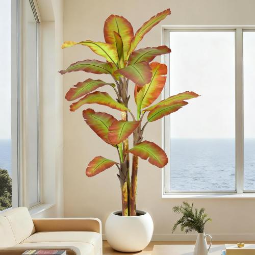 Artificial Banana Tree 8FT Tall Large Faux Trees with Realistic Leaves, Fake Banana Floor Potted Artificial Plants for Home Office Living Room Indoor Outdoor Decor (96in,1Pack)